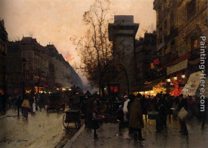 Eugene Galien-Laloue Animation Pres de la Porte Saint Den